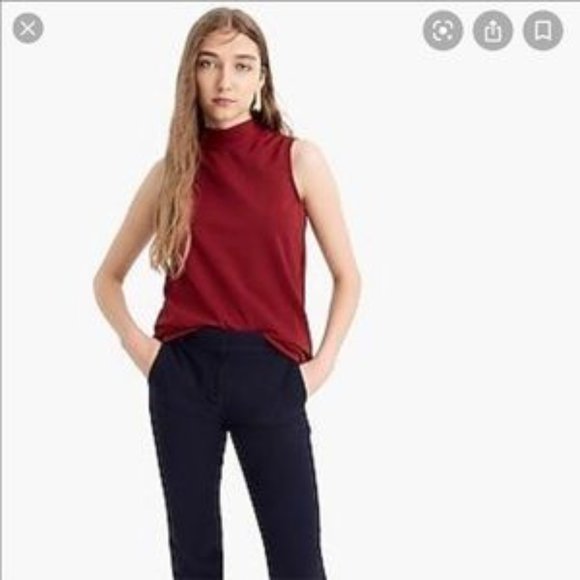 J. CREW Burgundy Velvet Mock-neck Tank sz XXS - Picture 2 of 7